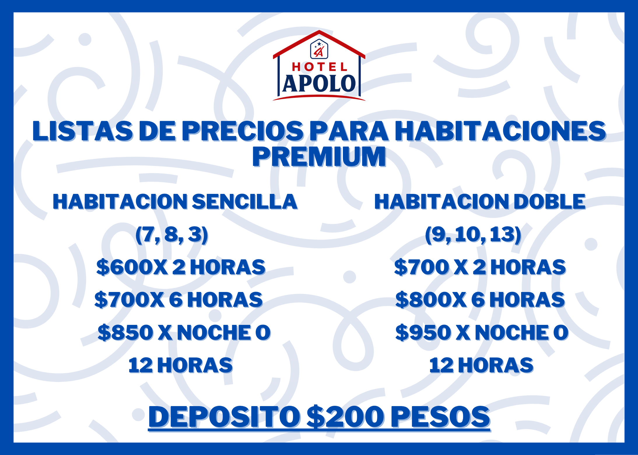 Tarifas Habitaciones Premium